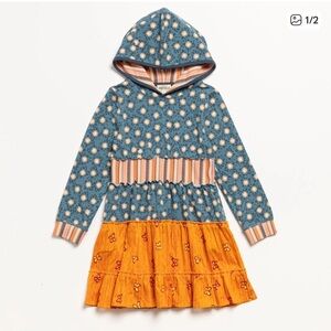 Girls Size 10 Finding Foxtale Teal and Orange Starry Hooded Dress and Leggings